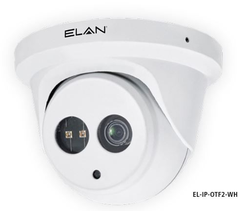 EL-IP-OTF2-WH Telecamere IP ELAN Sorveglianza IP Telecamera torretta da esterno con obiettivo fisso da 2 MP con IR (Bianco)