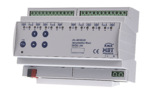 MDT JAL-0810D.02 KNX 8-seater roller shutter actuator, 24V DC JAL-0810D.02