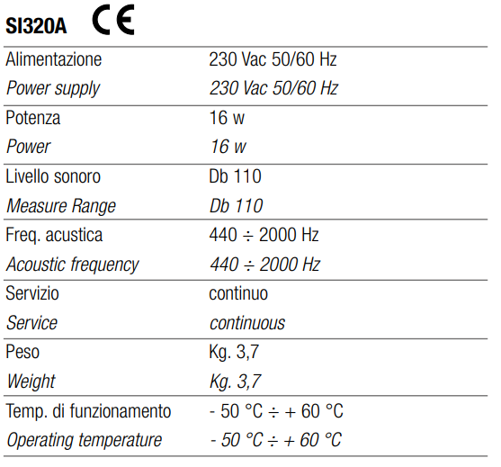 TECNOCONTROL SI320A Sirena antideflagrante certificata ATEX - 32 toni - 110 Db - 230 V.