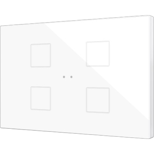 ZENNIO ZVIFXLX4W  Interruttori touch capacitivi retroilluminati personalizzabili della famiglia Flat con sensore di prossimità e design piatto (9 mm) in formato XL 4 tasti, bianco