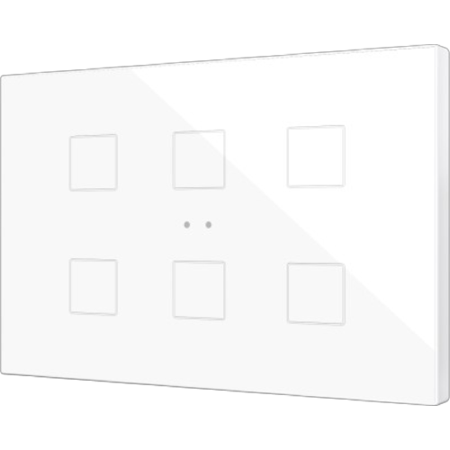 ZENNIO ZVIFXLX6W Customizable backlit capacitive touch switches from the Flat family with proximity sensor and flat design (9 mm) in XL format 6 keys, white