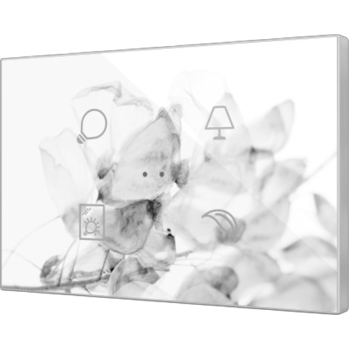 ZENNIO ZVIFXLX4 Customizable backlit capacitive touch switches from the Flat family with proximity sensor and flat design (9 mm) in XL format 4 keys, custom