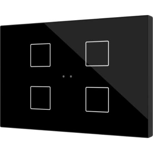 ZENNIO ZVIFXLX4A Interruttori touch capacitivi retroilluminati personalizzabili della famiglia Flat con sensore di prossimità e design piatto (9 mm) in formato XL 4 tasti, nero
