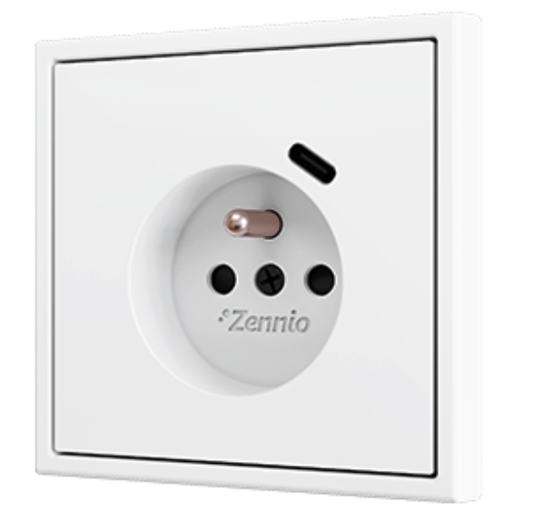 ZENNIO ZS70CF2USMW ZS70. French socket cover with USB C and A 70x70 m