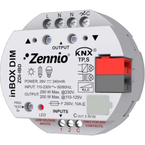 ZENNIO ZDI-IBD inBox Dimmer univ.1x250W,inc.