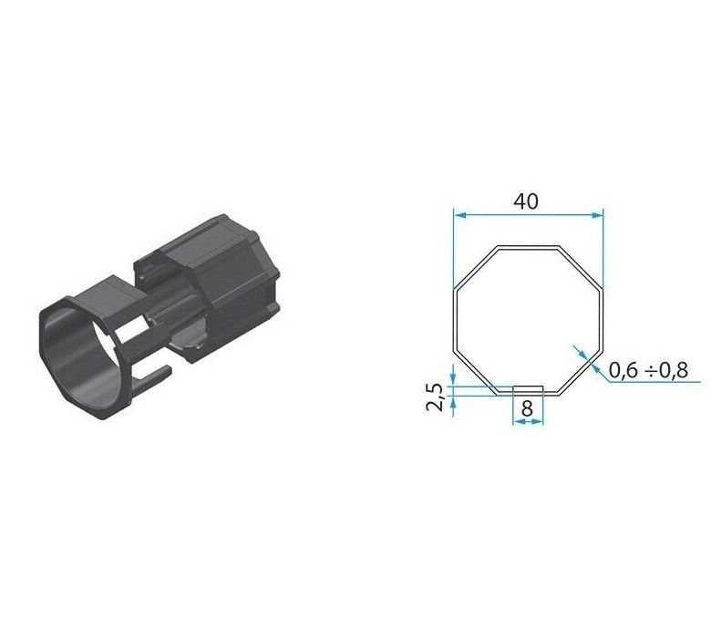 FAAC A3505_0502S TM2 AD35 - 40MM Octagonal Tube Adapter