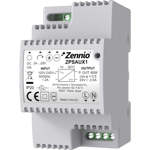 ZENNIO ZPSAUX1 Power Supply 24-28VDC 60W (out) / 110-230VAC (in)