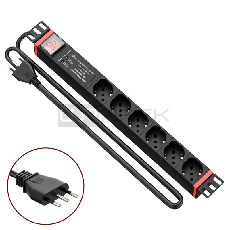 WP RACK WPN-PDU-I06-06 19 RACK PDU WITH 6 ITALIAN/SCHUKO SOCKETS +SURGE PROTECTION"