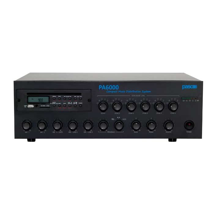 PASO PA6120 Sinto-lettore CD-MP3/USB/SD-Card 120 W 6 zone di uscita