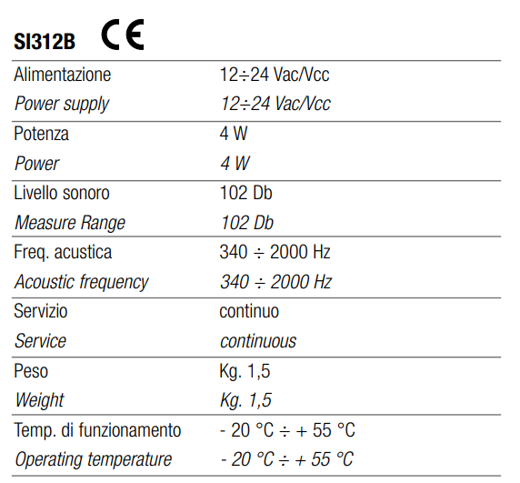 TECNOCONTROL SI312B ATEX certified explosion-proof siren - 32 tones - 106 Db - 12/24 Vac/Vcc