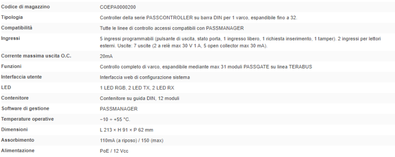 ELMO PASSCT01 Controller PASSCONTROLLER su barra DIN per 1 varco