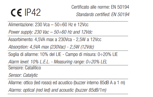 TECNOCONTROL SE396KG Sensore remoto Beta per SE330/SE333 - catalitico per Gpl