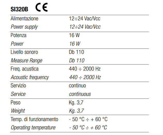 TECNOCONTROL SI320B ATEX certified explosion-proof siren - 32 tones - 110 Db - 12/24 Vac/Vcc