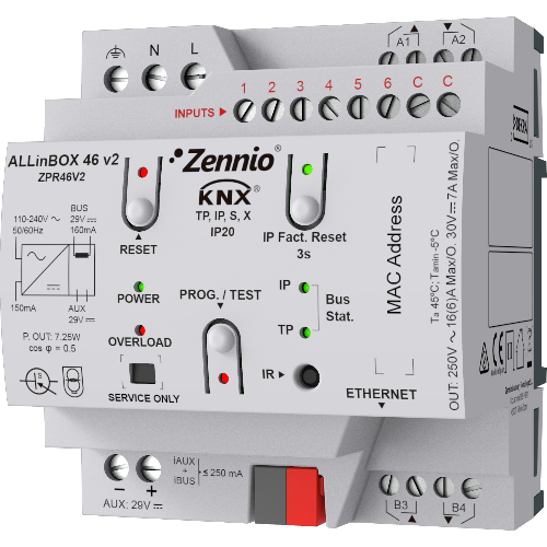 ZENNIO ZPR46V2 ALLinBOX 46 v2. Multifunction device with KNX powe