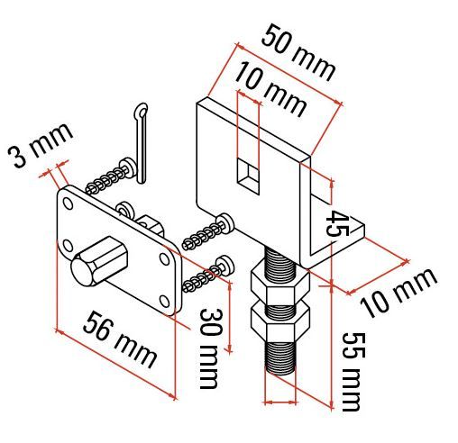 FAAC A4506_0630 Tm2 Sup45 Support - OMEGA+SQ.PIN SUP.ADJ.H_1PC