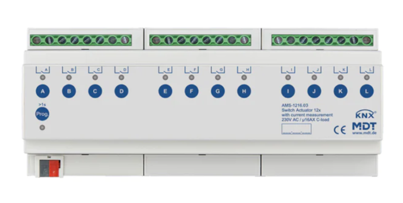 MDT AMS-1216.03 AMS-1216.03 Attuatore di commutazione 12x/16A con misurazione della corrente