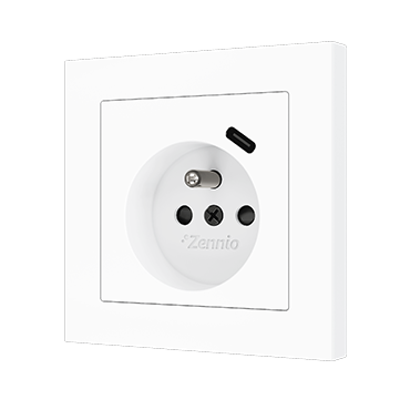 ZENNIO ZS55CF1USMW ZS55. French socket cover with USB C 55x55 mm - Matt white