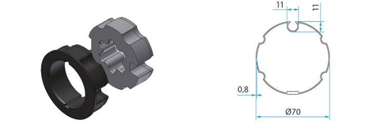FAAC A4505_0518S TM2 AD45 - Adapter for 70mm round tube