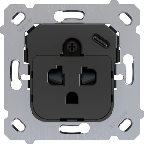 ZENNIO ZSIEUA1USC ZS55. Euro-American socket insert with USB C - white