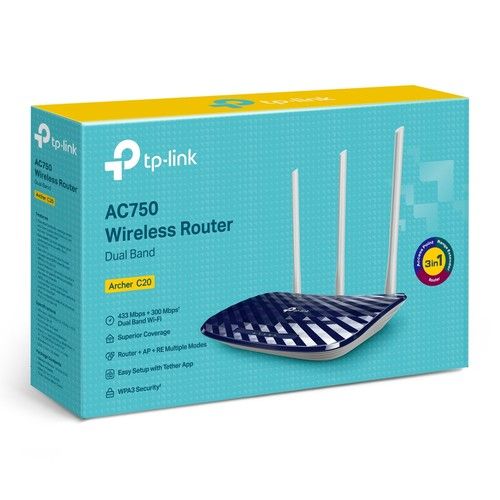 TP LINK ARCHER C20 AC750 DUAL BAND WIRELESS ROUTER