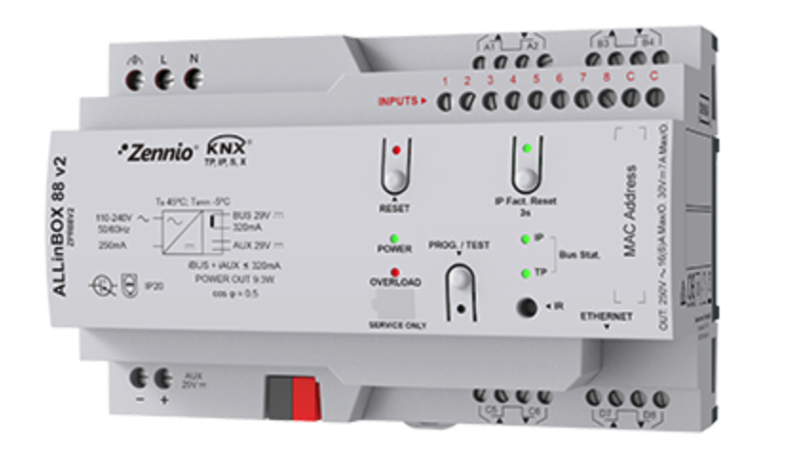 ZENNIO ZPR88V2 ALLinBOX 88 v2. Multifunction device with KNX powe