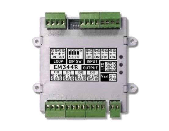 INIM INCENDIO EM344R Modulo analogico indirizzato dotato di 4 ingressi/ 2 convenzionali e 4 uscite relè