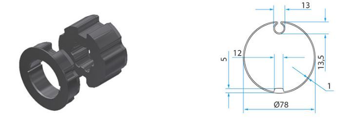 FAAC A4505_0521S TM2 AD45 - 78mm round tube adapter 