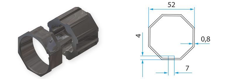 FAAC A4505_0511S TM2 AD45 - 52mm Octagonal Tube Adapter