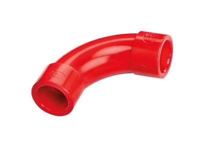 ELKRON FIRE 80RC1110123 AAE2590R 90° bend in ABS, diameter 25 mm, red colour