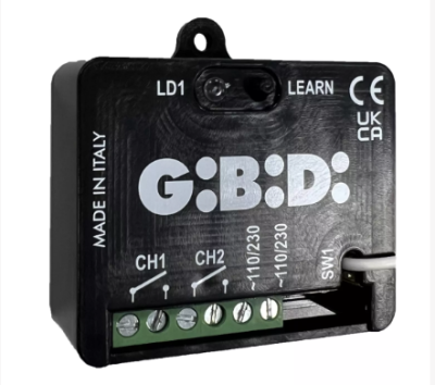 GIBIDI AU02580 DRS4336  Ricevitore 2 canali, 110/230Vac, 433Hz, autonomo 