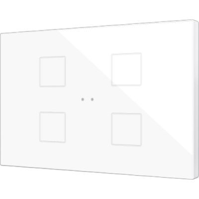 ZENNIO ZVIFXLX4W  Interruttori touch capacitivi retroilluminati personalizzabili della famiglia Flat con sensore di prossimità e design piatto (9 mm) in formato XL 4 tasti, bianco