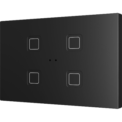 ZENNIO ZVITXLX4A TECLA XL backlit 4-button capacitive touch switch, black