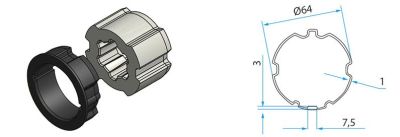 FAAC A4505_0509S TM2 AD45 - TM2 45 Adapter for ZF 64mm tube