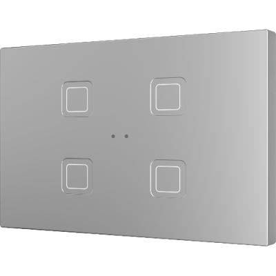 ZENNIO ZVITXLX4S TECLA XL backlit 4-key capacitive touch switch, silver