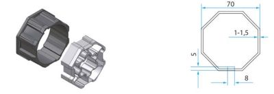 FAAC A5805_0501S TM2 AD58 - 70Mm Octagonal Tube Adapter