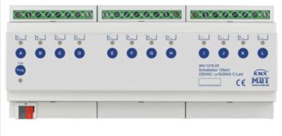 MDT AMI-1216.03 AKI-1216.03: Attuatore di commutazione 12 canali, 16/20 A, 230 V CA, carico C