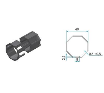 FAAC A3505_0502S TM2 AD35 - 40MM Octagonal Tube Adapter
