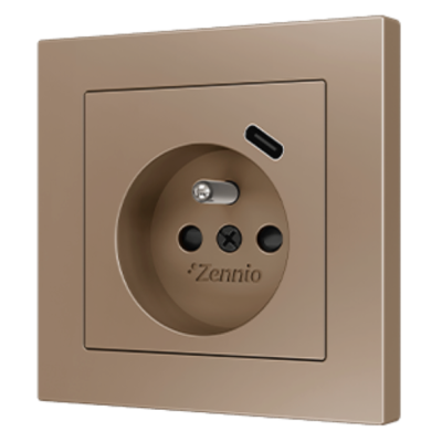 ZENNIO ZS55CSC1USC ZS55. Schuko socket cover with USB C 55x55 mm - Ch