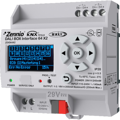 ZENNIO ZDID64X2 DALI BOX Interface 64 X2. KNX-DALI