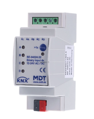 MDT BE-04024.02 Ingresso binario 4 volte, ingressi 24 V CA / CC per automazione domestica KNX BE-04024.02