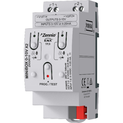 ZENNIO ZIO2X010 MINiBOX 0-10V X2 - Attuatore multifunzione con 2 canali analogici di ingresso/uscita 0-10 V