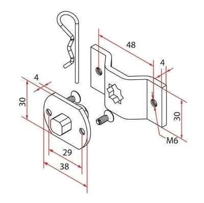 FAAC A3506_0552 TM2 SUP35 - OMEGA+SQ.PIN SUPPORT_1PC