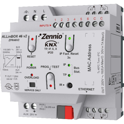 ZENNIO ZPR46V2 ALLinBOX 46 v2. Multifunction device with KNX powe