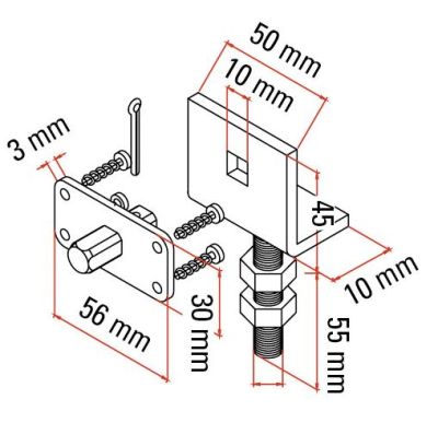 FAAC A4506_0630 Tm2 Sup45 Support - OMEGA+SQ.PIN SUP.ADJ.H_1PC