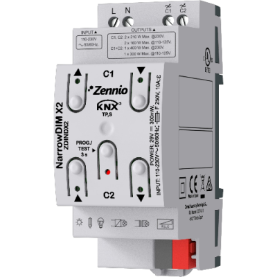ZENNIO ZDINDX2 NarrowDIM X2 dimmer un. 2x210W