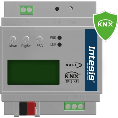 INKNXDAL0640300 Intesis Gateway DALI-2 a KNX TP PRO — 64 ECG + 8 Sensori DALI-2 — 1 Canale DALI — Human-Centric Lighting