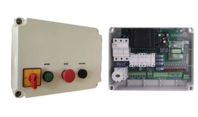 DOMOTIME DCB3F230/380VPB 230/380V THREE-PHASE control unit, single sliding motor or quick doors with slowdowns with push-button panel