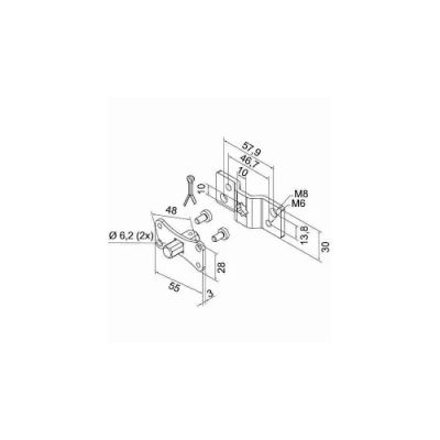 NICE 525.10100 10mm square pin kit for star head+bracket with sed