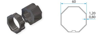 FAAC A4505_0510S TM2 AD45 - OCTO 60mm octagonal tube adapter