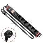 WP RACK WPN-PDU-G03-06 CANALE DI ALIMENTAZIONE (PDU) RACK 19" 6 X ITA/SCHUKO CON MISURATORE DI CORRENTE E TENSIONE
